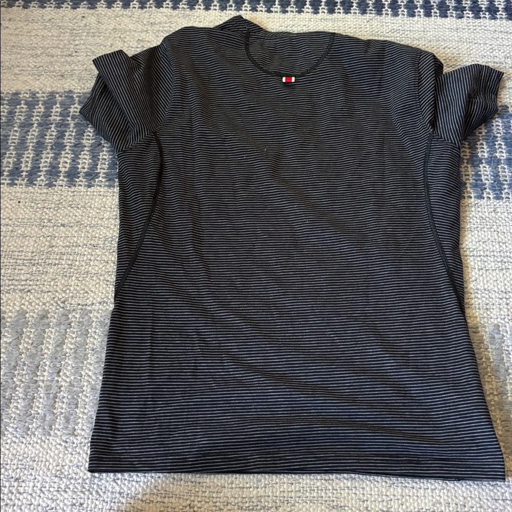 Tracksmith Black and Gray Thin-Stripe Short Sleeve Crewneck - Picture 3 of 3